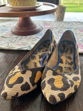 Rothy Cheetah Print Pointed Toe Flats - Brown/Black/Golden